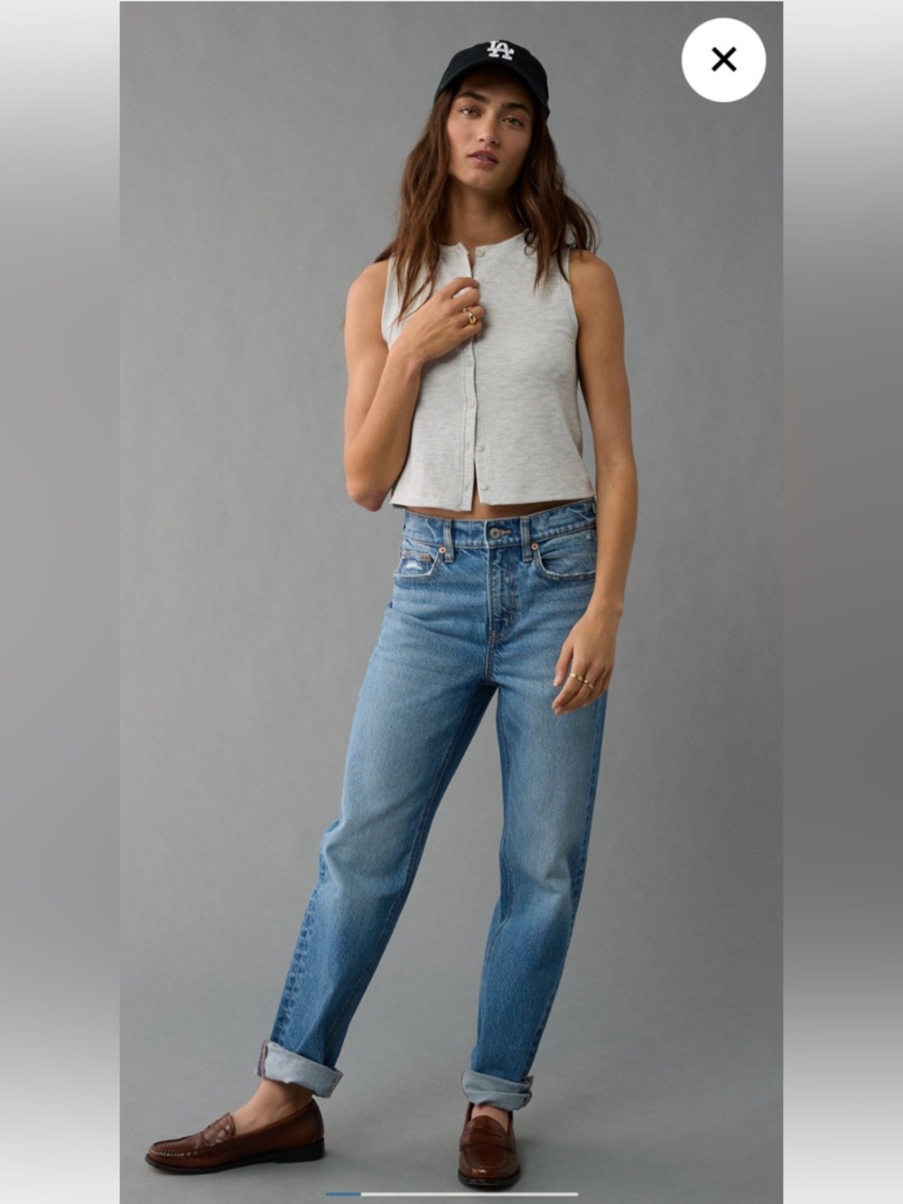 American Eagle AE Button up Tank Top Sleeveless Ribbed Button-Front White NWT